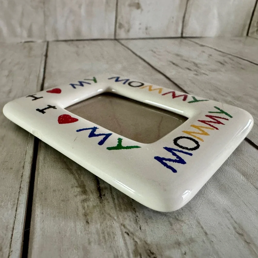 Fetco I Love My Mommy Magnet Ceramic Picture Frame White Multicolor Crayon Style